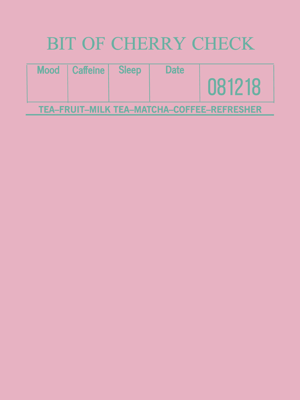 4x6 cute sticky note on pink background with text and checkboxes for a daily check-in sheet.