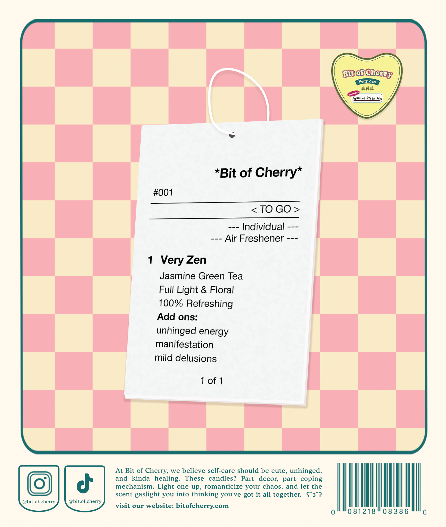 cute 'Jasmine Green Tea ' scented Air Freshener from 'Bit Of Cherry'