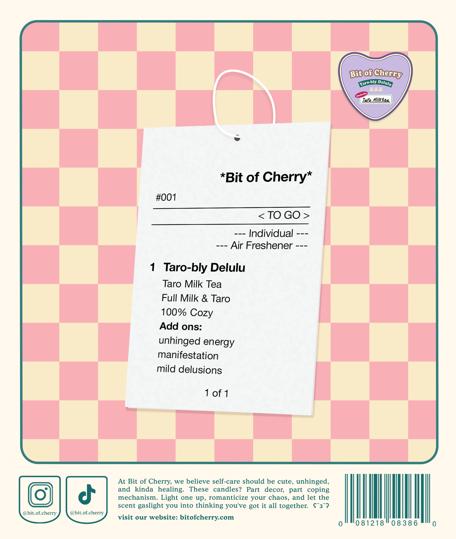 cute 'Taro Milk Tea ' scented Air Freshener from 'Bit Of Cherry'