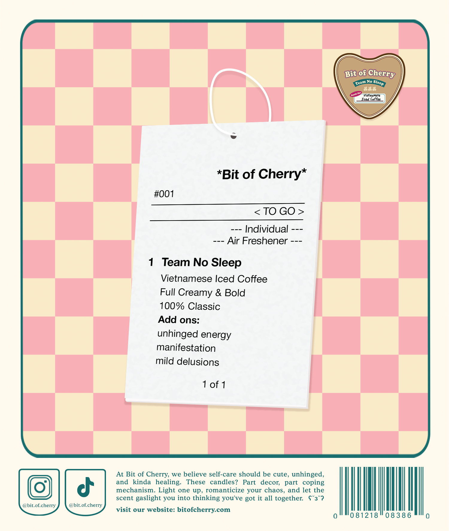 cute 'Vietnamese Iced Coffee' scented Air Freshener from 'Bit Of Cherry'